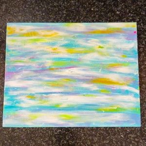 Art by Rosetta. Ocean greenery painted on Canvas. Whispering colors to calm.